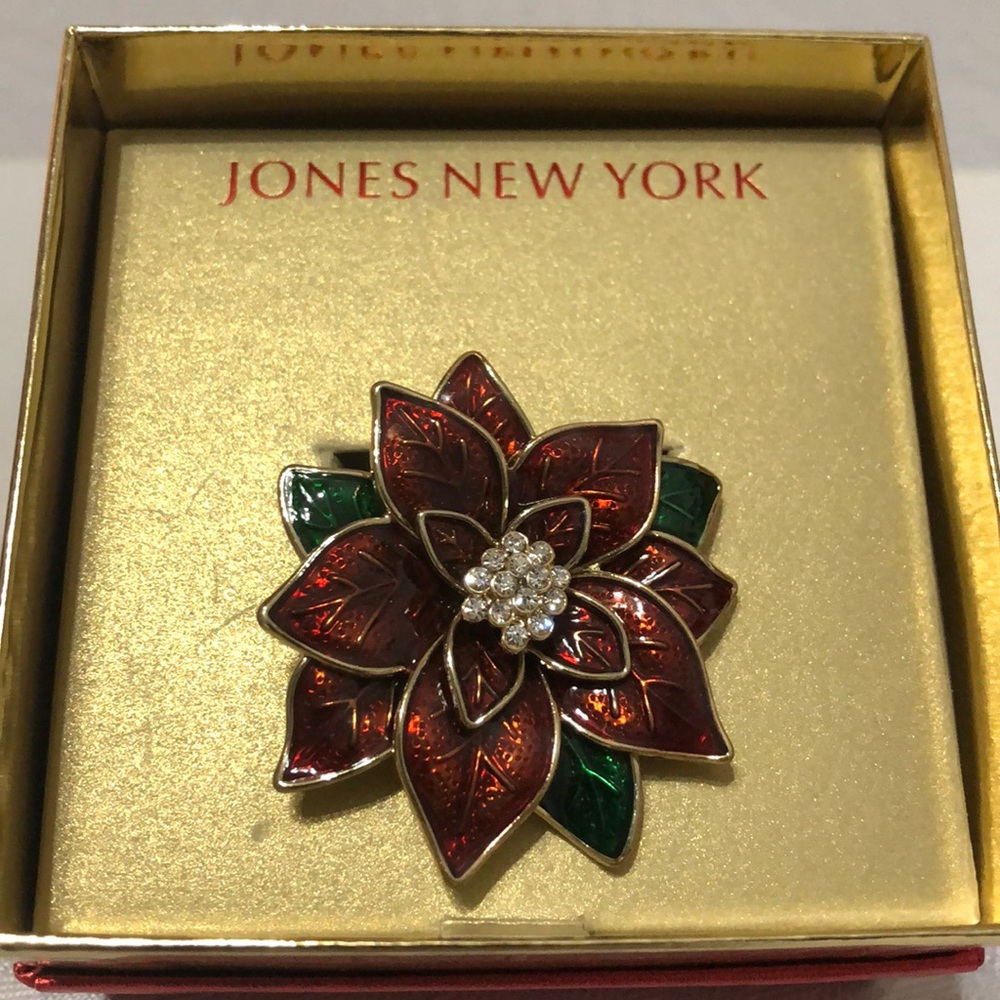 Macy's Holiday Lane Poinsettia Flower Brooch/Pin